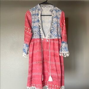 Vibrant Pink and Blue Patterned Dress
